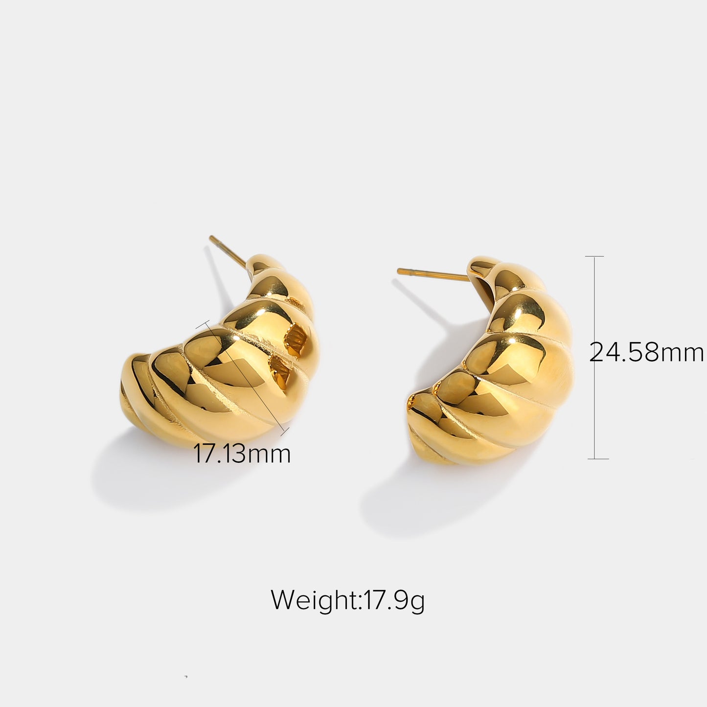 5pcs Large Titanium Steel Croissant Earrings Personalized Individually Packaged Bee Shaped Stainless Steel Earrings For Women