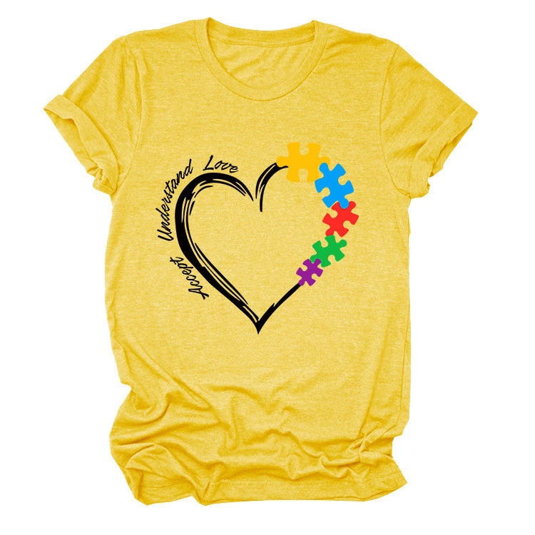 Fun Fashion Accept Understand Love Loose Casual Short Sleeves