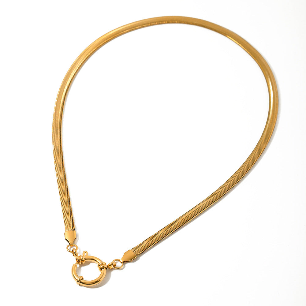 5pcs 5Mm Thick Choker With Soft Round Spring Buckle Buckle Jewelry Stainless Steel Gold Snake Chain Women's Necklace