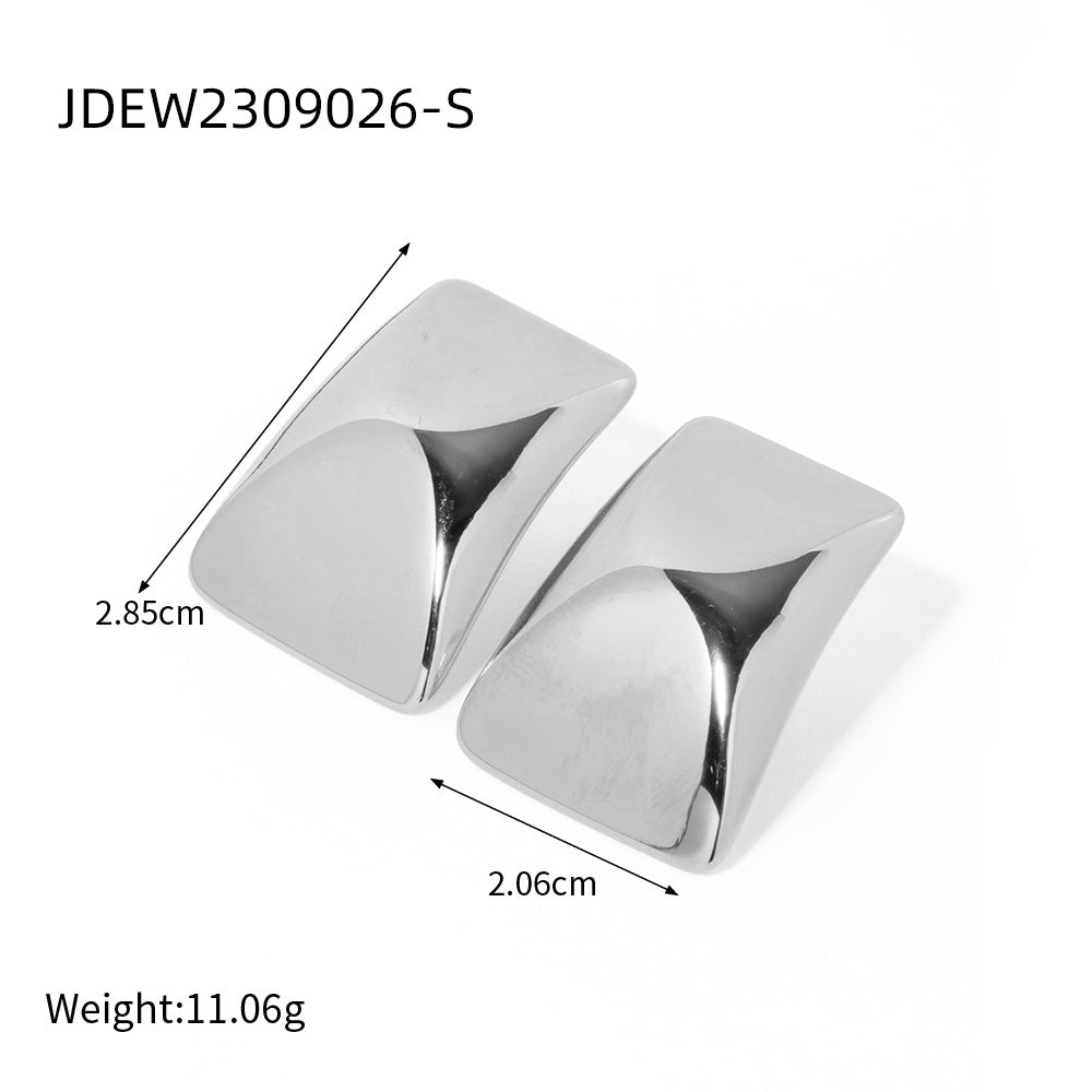 5pcs Titanium Steel Hammer Earrings Stud Earrings 18K Gold Stainless Steel Mirror Square Shaped Rivet Earrings
