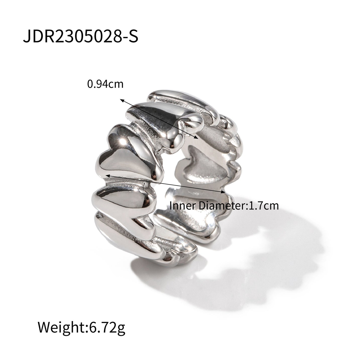 5pcs 18K Gold Stainless Steel Heart Open Ring Ring Women's Fashion Ring Individually Packaged Geometric Accessories
