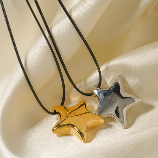 5pcs Hot Titanium Steel Pendant With 18K Gold Stainless Steel Necklace Women's Half Moon Shape Pendant