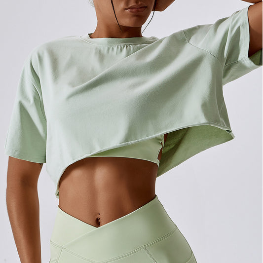 Outdoor Dance Running Sports Short Sleeve Yoga Clothes Women Casual Fitness Top Loose Sports T-Shirt Women