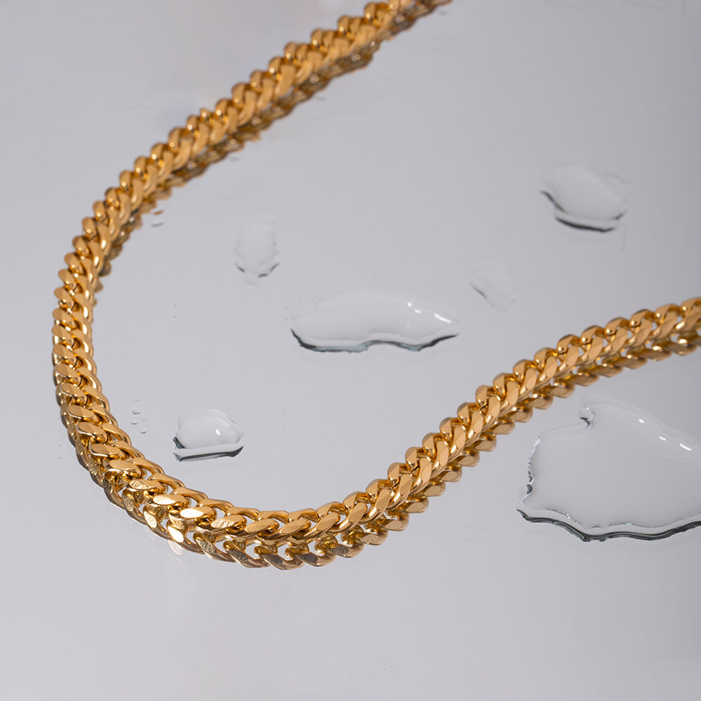 5pcs Hot Titanium Steel Pendant With 18K Gold Stainless Steel Necklace 7Mm Width 45Cm Necklace