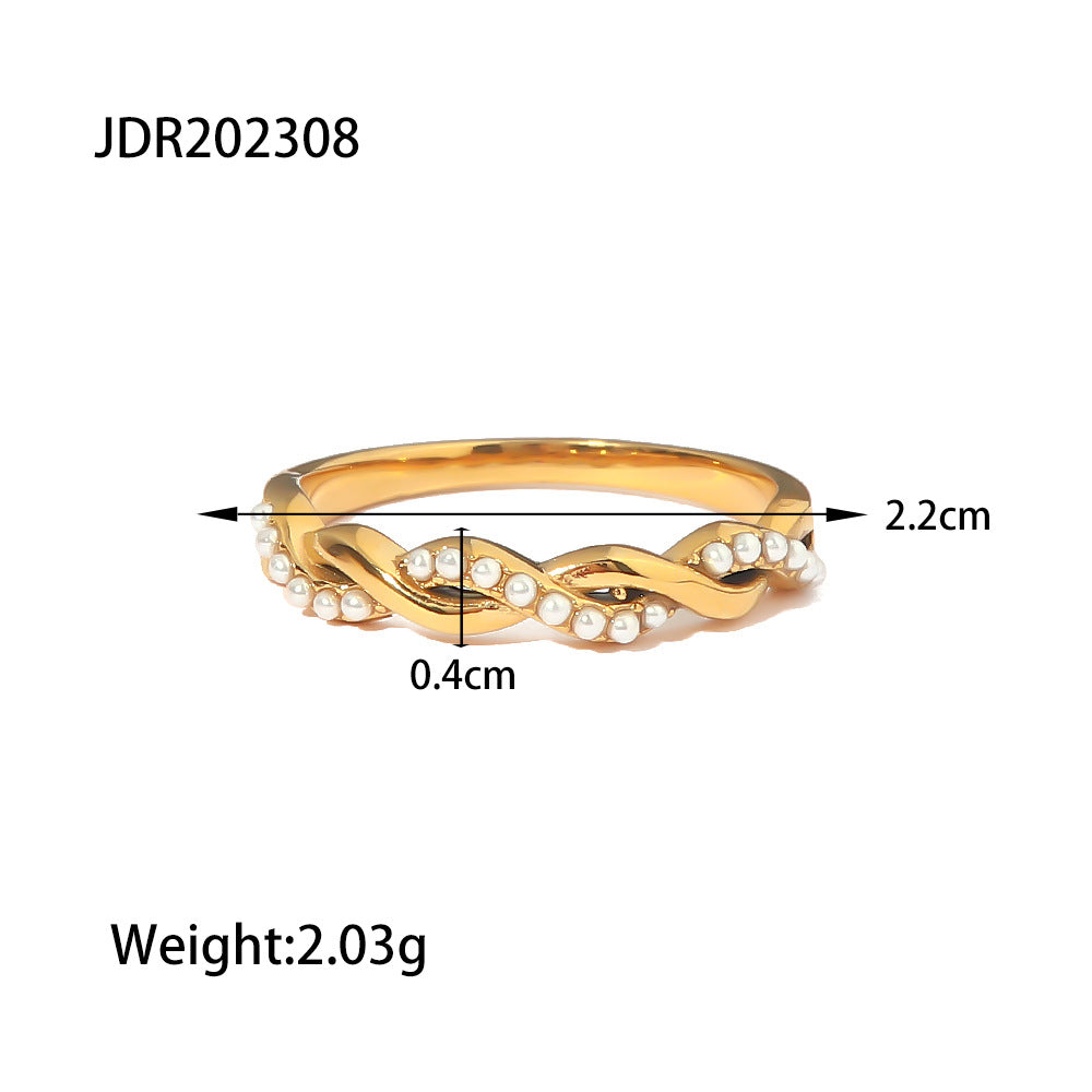 5pcs Braided Twist Titanium Steel Ring Niche Design Fashion Personality Plain Ring Index Finger Tide Ring Cold Ring