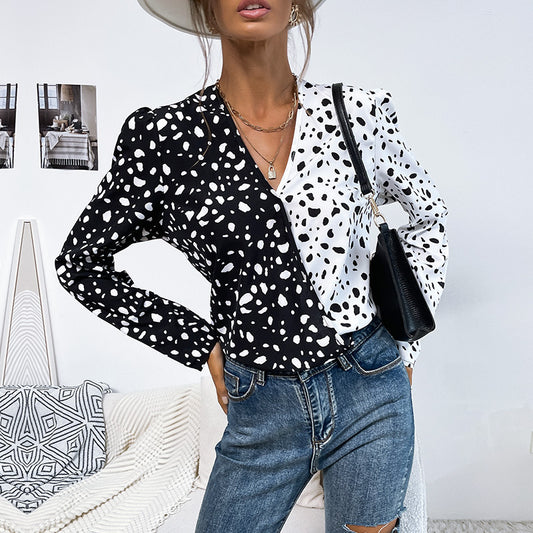 Fashion Women's New Spring New Leopard Print Long-Sleeved Women's Shirt