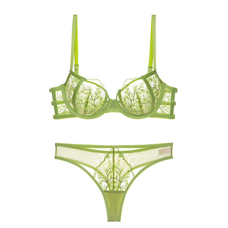New Sexy Lingerie Women's Ultra Thin Embroidered Lace Push-Up Lingerie Set Big Breasts Small Plus Size Bra Cover