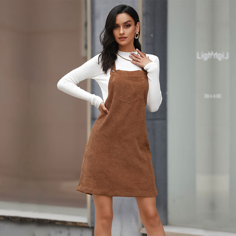 New Women's Slim-Fit Dress Waist Solid Color Strap Skirt