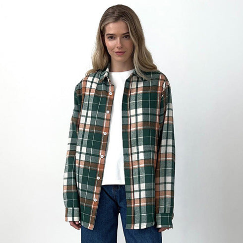 Plaid Classic Lapel Loose Women's Shirt New Spring Commuter Fashion Women