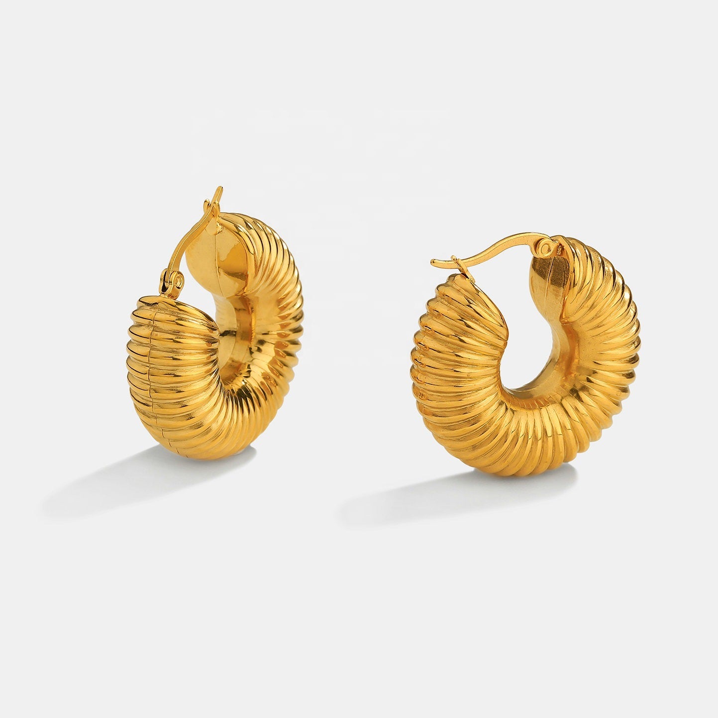 5pcs 18K Vacuum Electroplated Stainless Steel C-Shaped Earrings Niche High-Grade Earrings For Women Jewelry