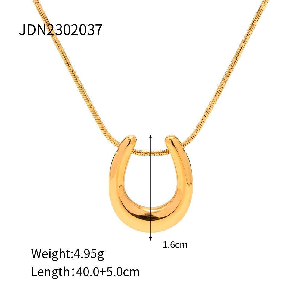 5pcs Stainless Steel Necklace 18K Gold Titanium Steel Pendant Necklace Women's Everything Necklace Accessories