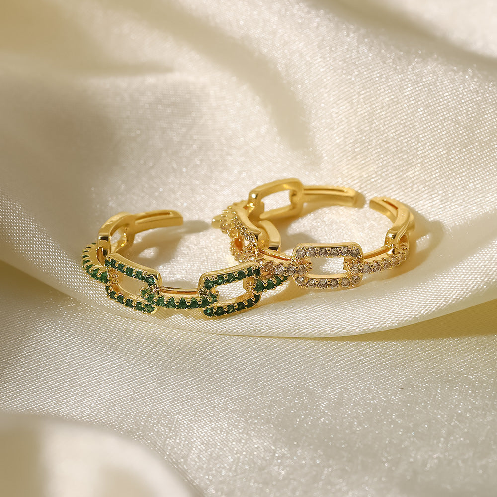 5pcs Small Women's Fashion All-Match Ring 18K Gold Plated Copper Open Adjustable Ring Jewelry