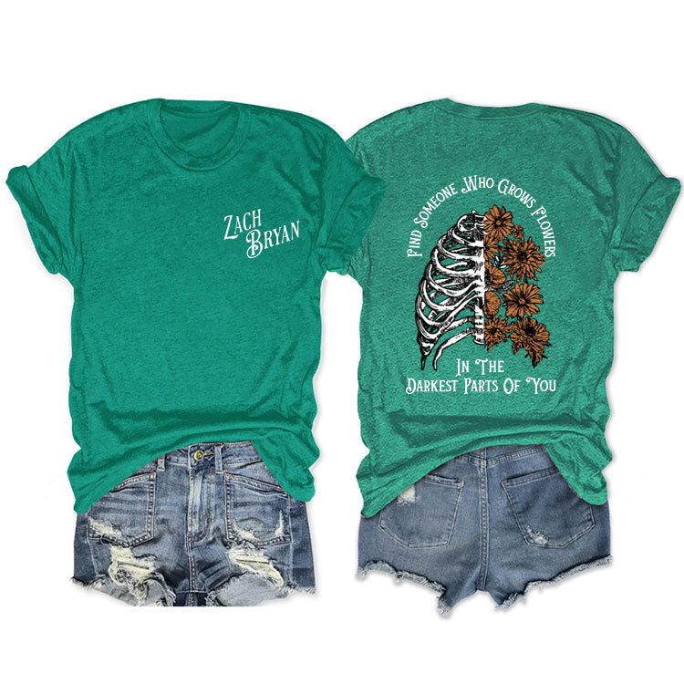Fashion Casual Find Someone Who Grows Fun Crew Neck Summer Short Sleeves