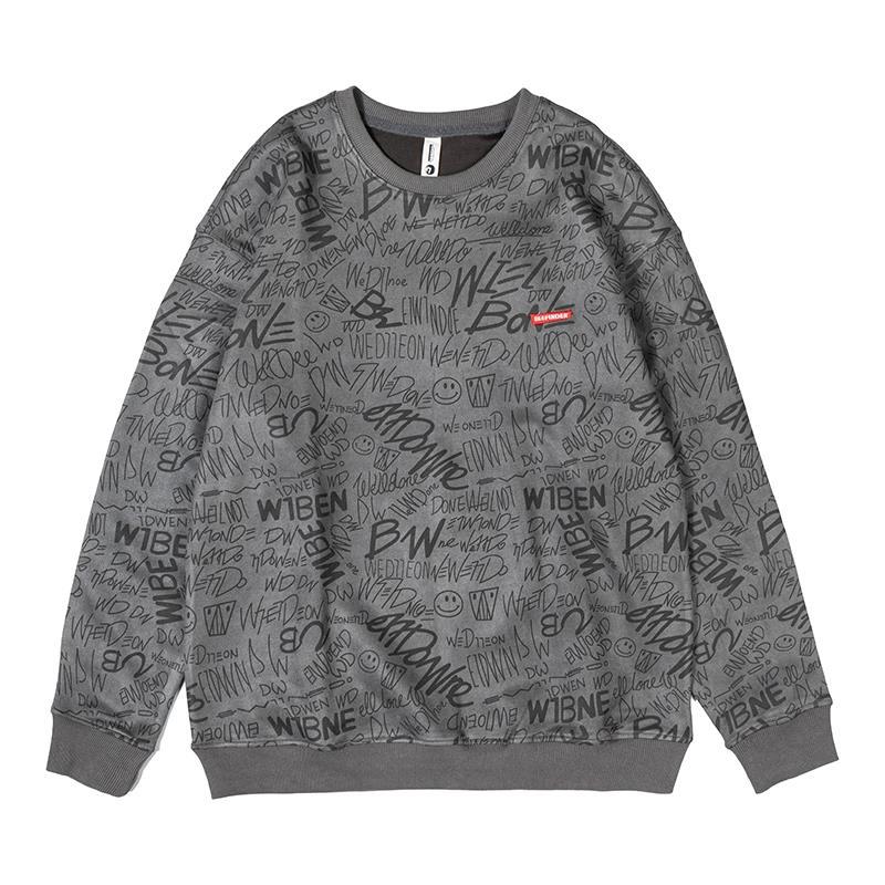 Suede Crewneck Hoodie Men's Spring And Autumn All Loose Large Size Leisure Sports Long-Sleeved Top