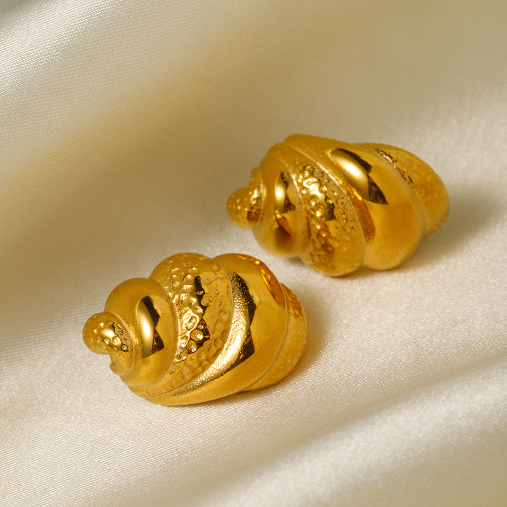 5pcs 18K Gold Stainless Steel Hammer Croissant Earrings Stainless Steel Jewelry