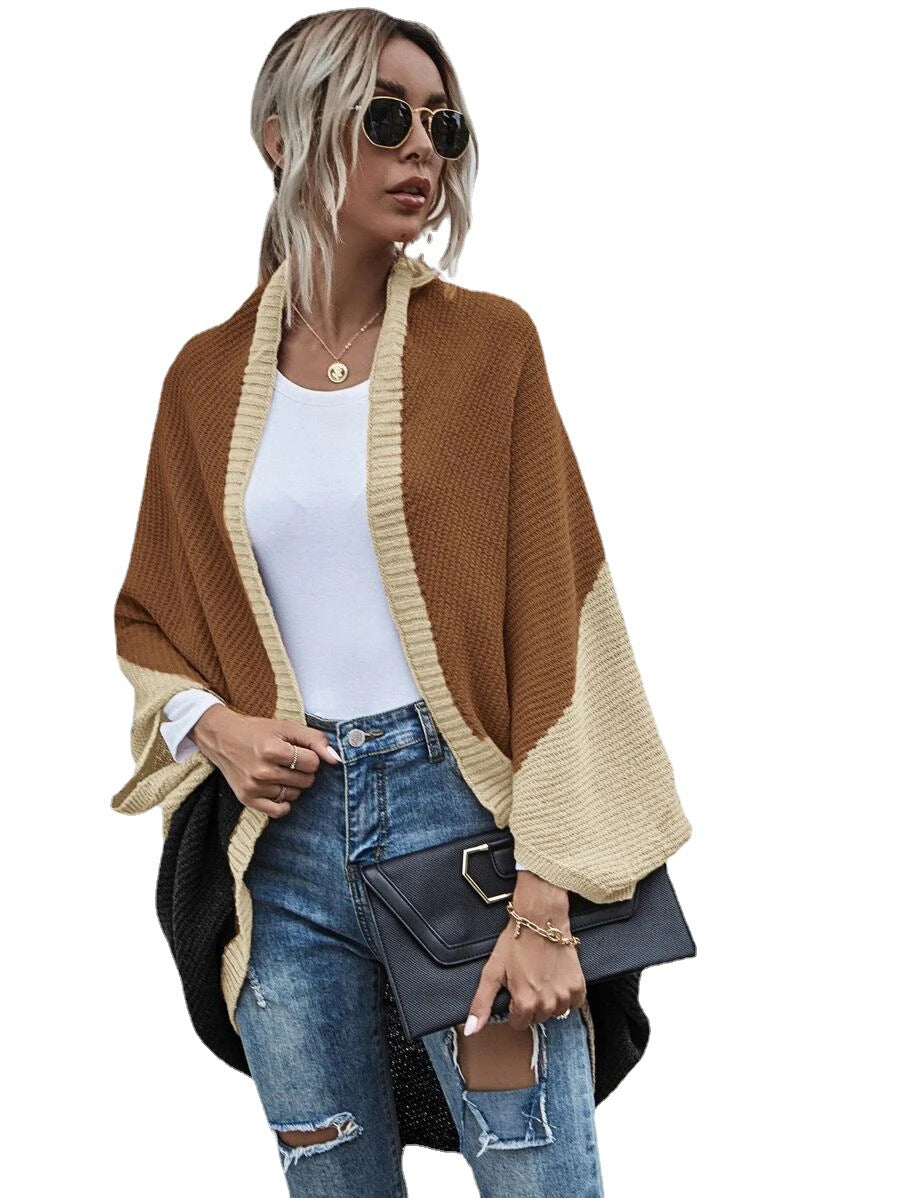Color Cape Autumn And Winter New Color Knitting Cardigan Sweater Coat