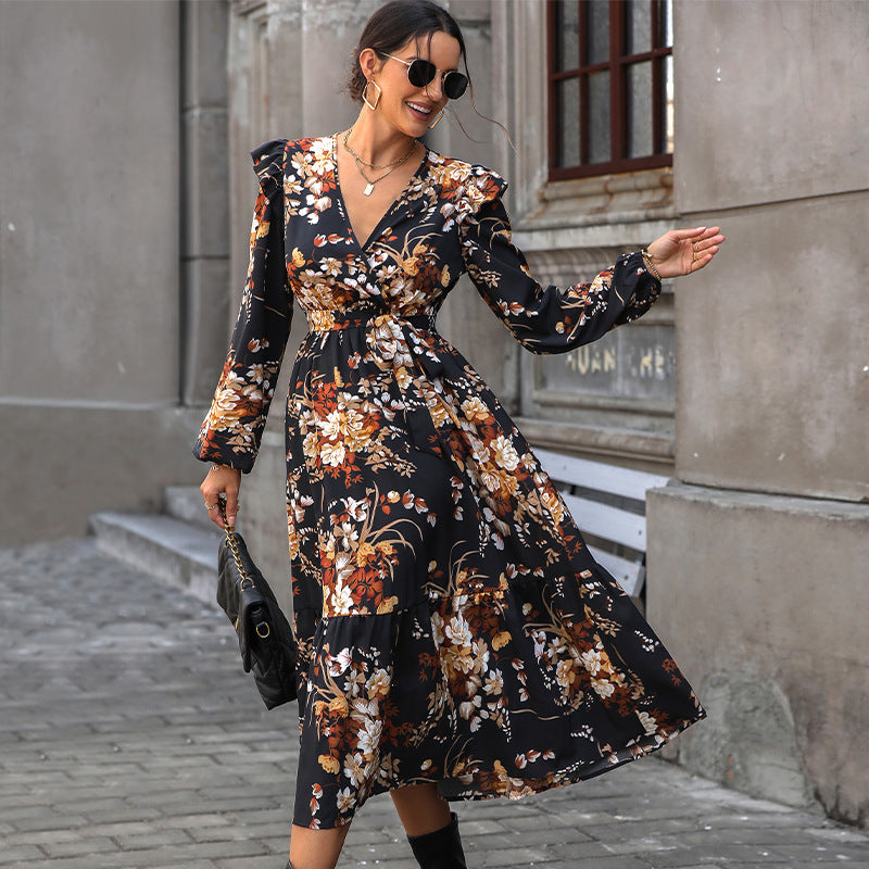 New Women's Dress Printed Autumn Dress New