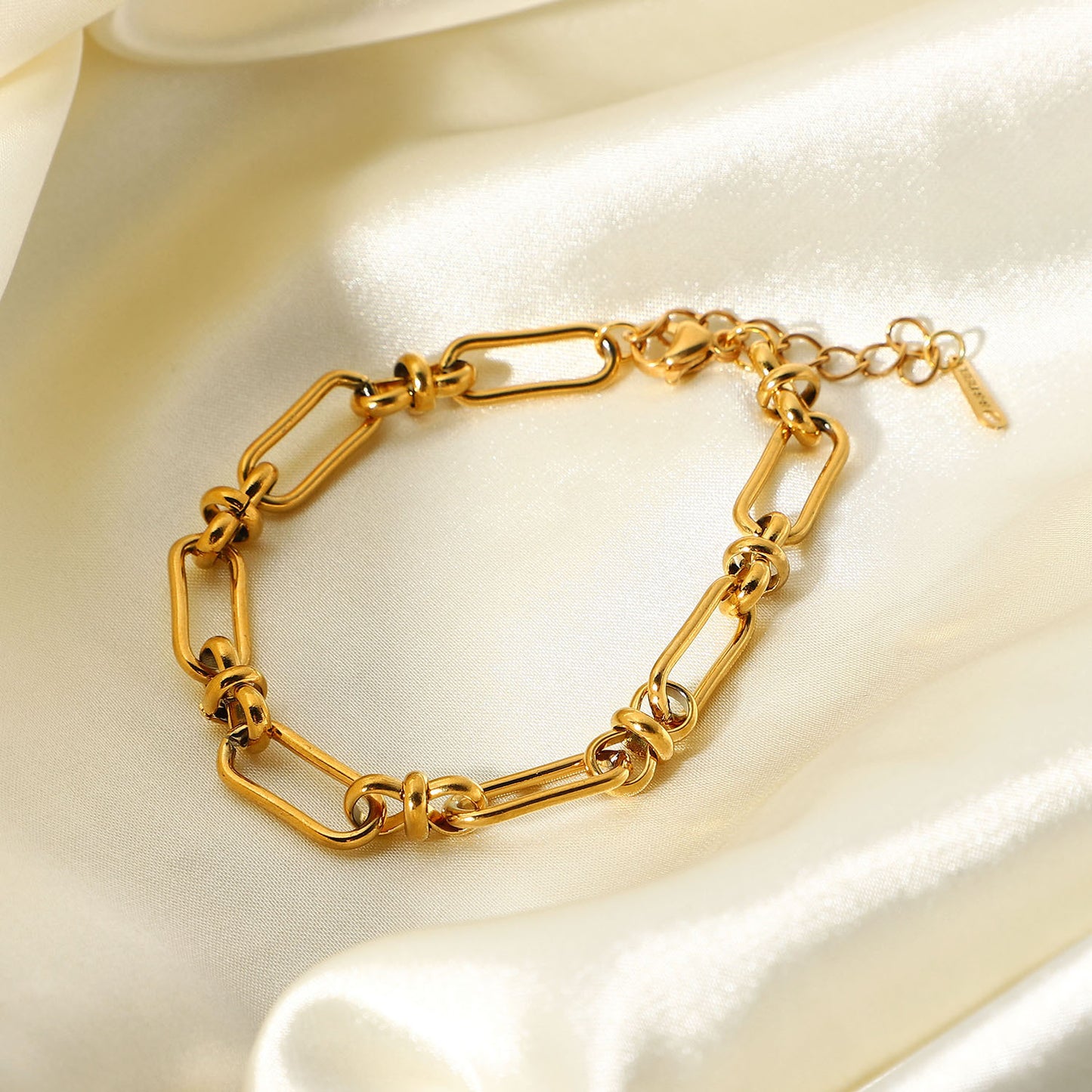 5pcs New Wide Chain Cross Buckle Bracelet Vacuum Electroplated 18K Gold Stainless Steel Hand Jewelry For Women