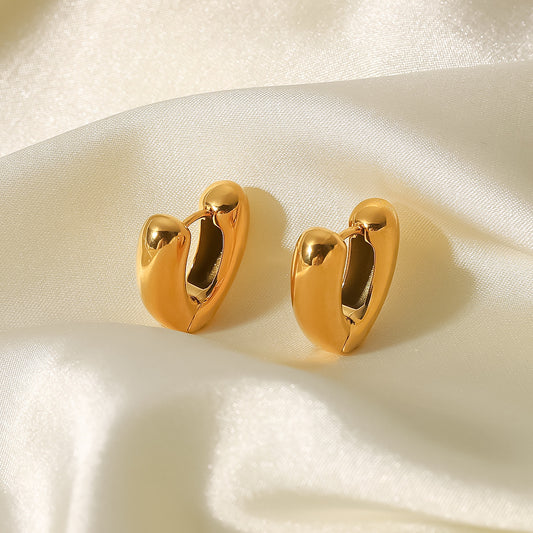 5pcs Love Geometric Titanium Steel Earrings 18K Gold-Plated Stainless Steel Women's Fashion All-Matching Earrings Earrings
