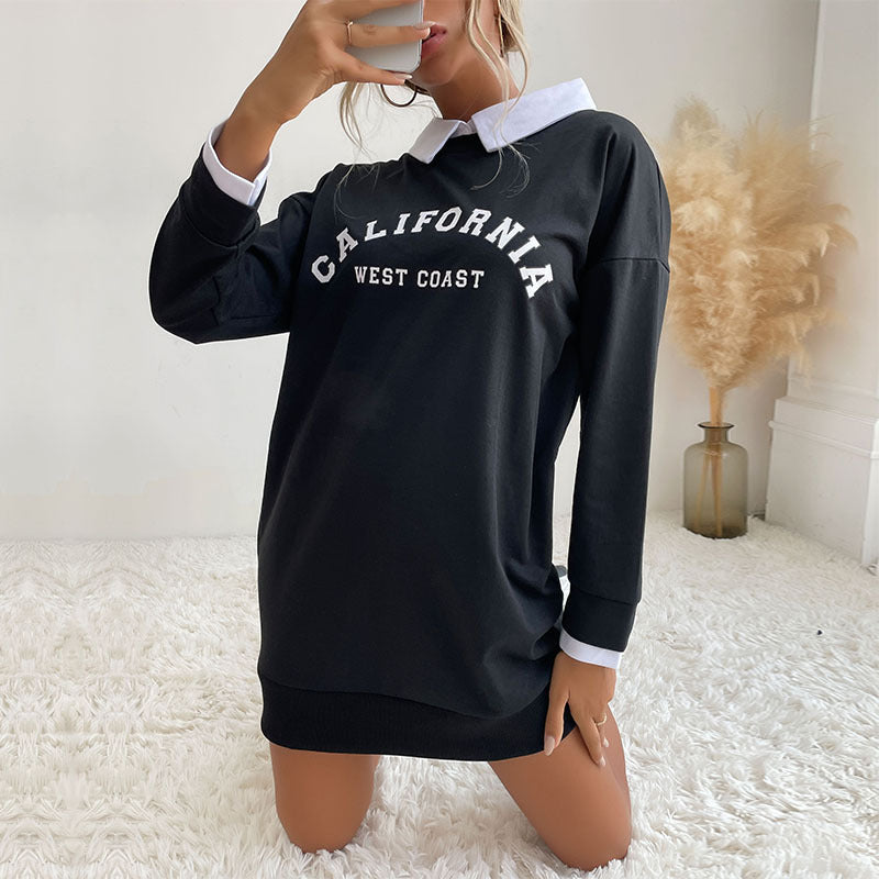 New Autumn New Women's Long Sleeve Lapel Splicing Hoodie