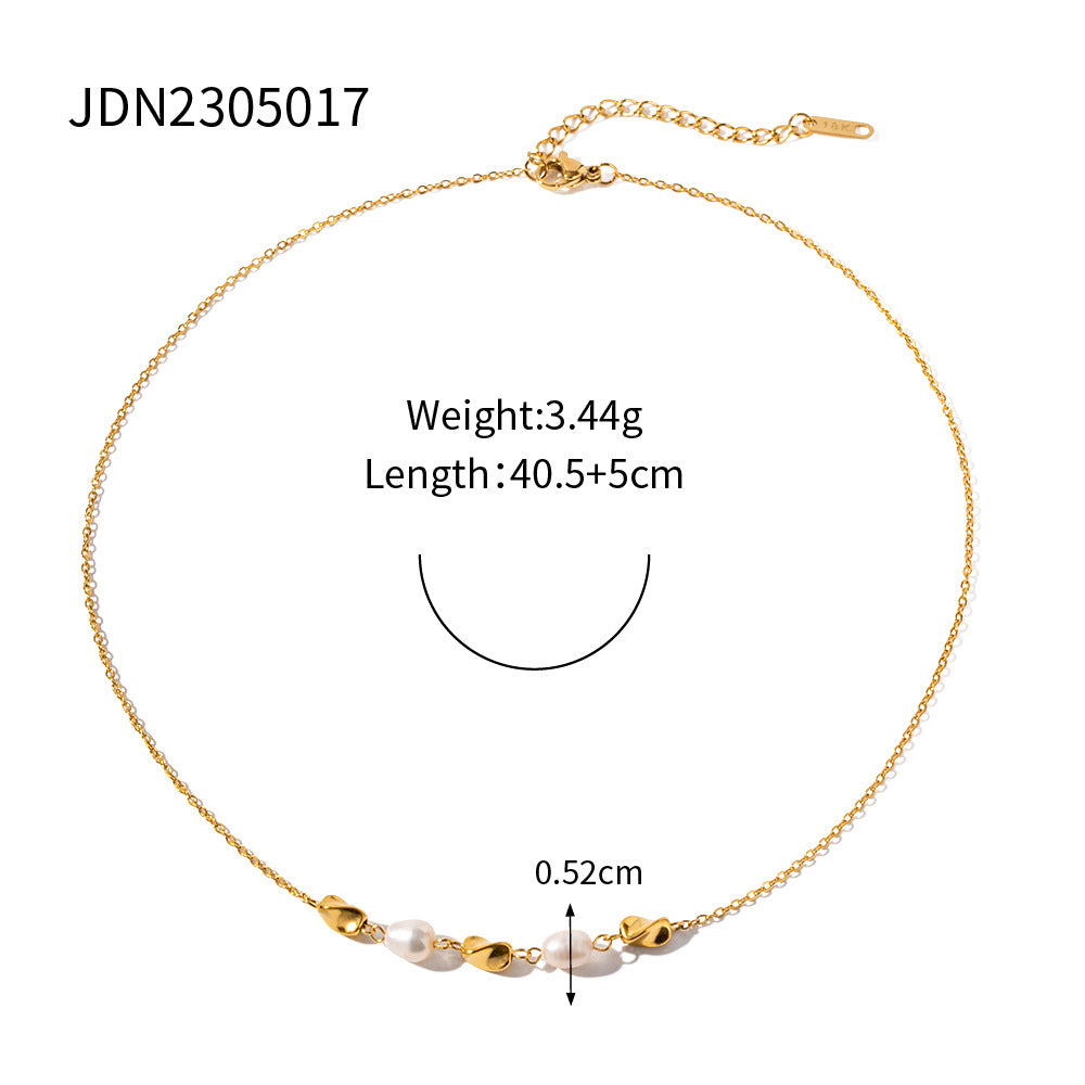 5pcs New Fashion Style 18K Gold Stainless Steel Pearl Bracelet Ladies Style Vintage Bracelet