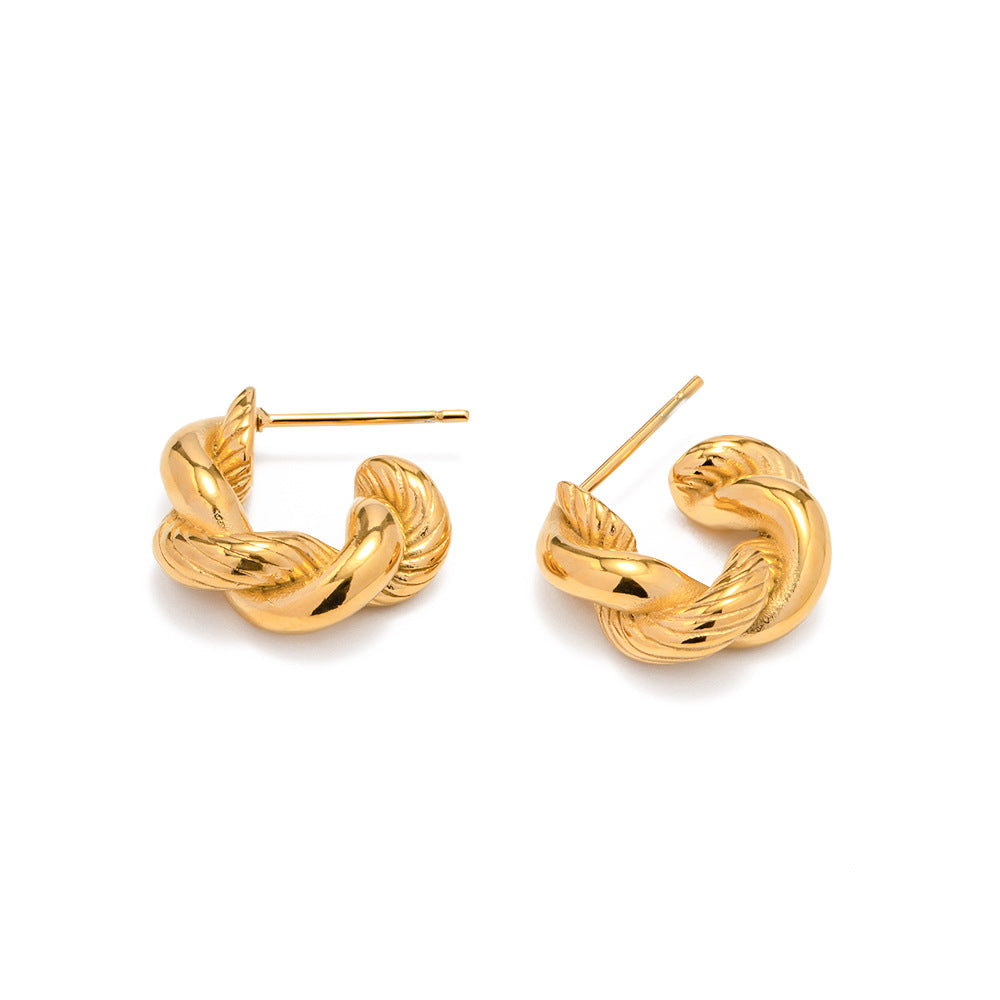 5pcs Fashion Style Classic 18K Stainless Steel Twist Earrings All Matching Earrings