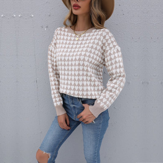Autumn Winter Casual Women's Loose Long-Sleeved Fashion Love Women's Sweater