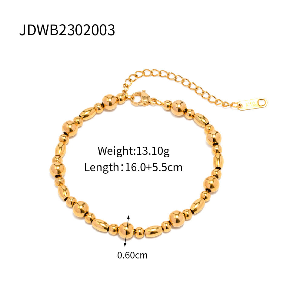 5pcs National Style Inlaid African Jade Retro Bracelet Does Not Fade Light Luxury Niche Titanium Steel Bracelet