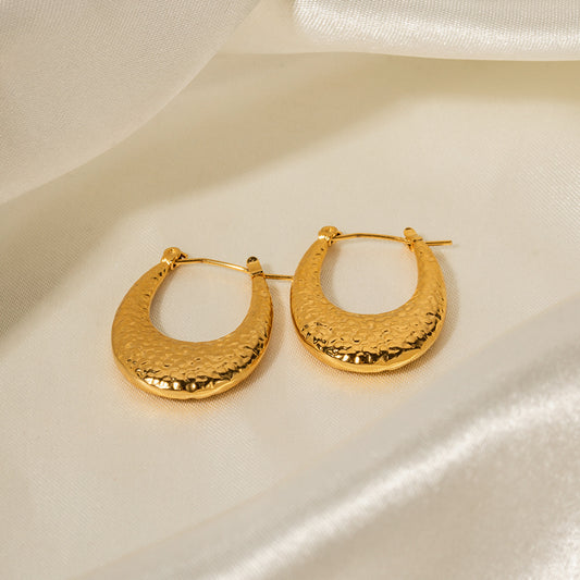 5pcs Earrings 18K Stainless Steel Lava Pattern Earrings Color Preserving Ring Design For Women