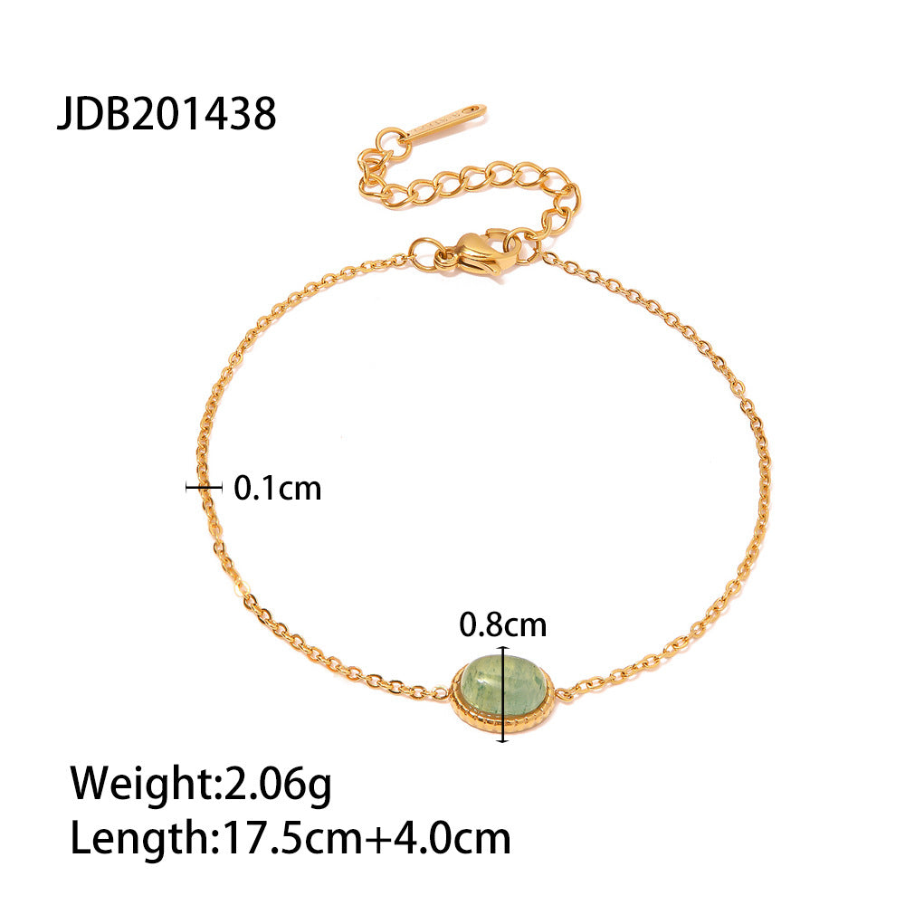 5pcs New Fashion Bracelet 18K Gold-Plated Stainless Steel Inlaid Lvdongling Natural Stone Pendant Bracelet