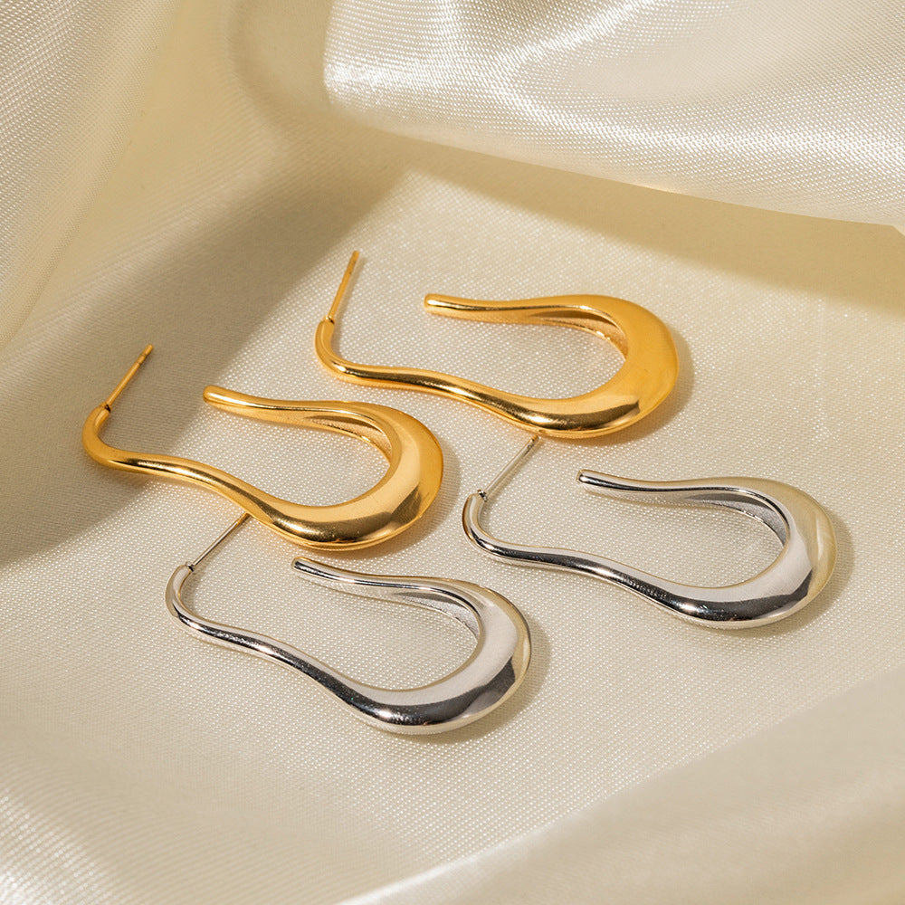 5pcs Titanium Steel Earrings 16K Gold Stainless Steel Minimalist Long Earrings Do Not Fade Jewelry