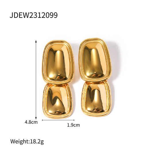5pcs Cold Rectangular Pendant Titanium Steel Earrings Earrings Stud New Fashion Temperament Niche Design Earrings