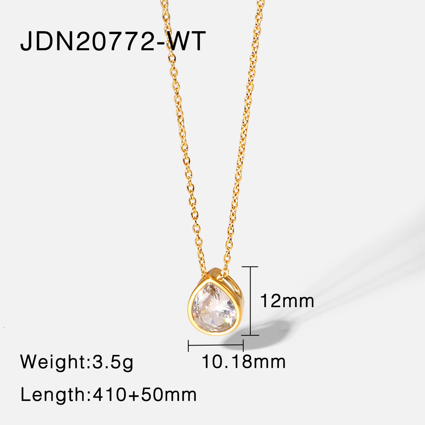 5pcs Romantic Drop Type White // Green Zircon Pendant Necklace 18K Gold Stainless Steel Necklace Jewelry For Women