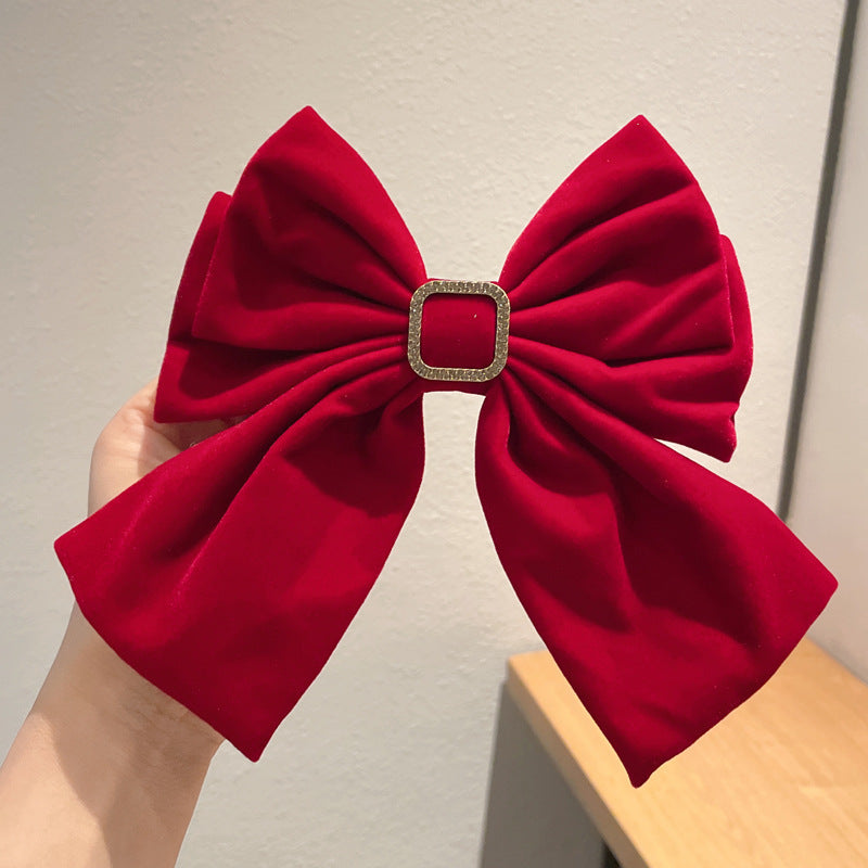 New Velvet Big Bow Hair Clip Back Head Hair Accessories Toasting Female Autumn