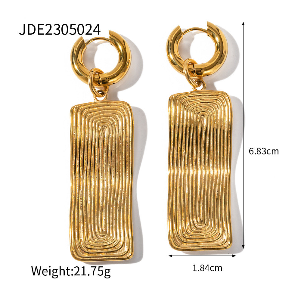 5pcs New Titanium Steel Necklace 18K Gold Stainless Steel Thread Rectangular Pendant Necklace Necklace Women's Jewelry