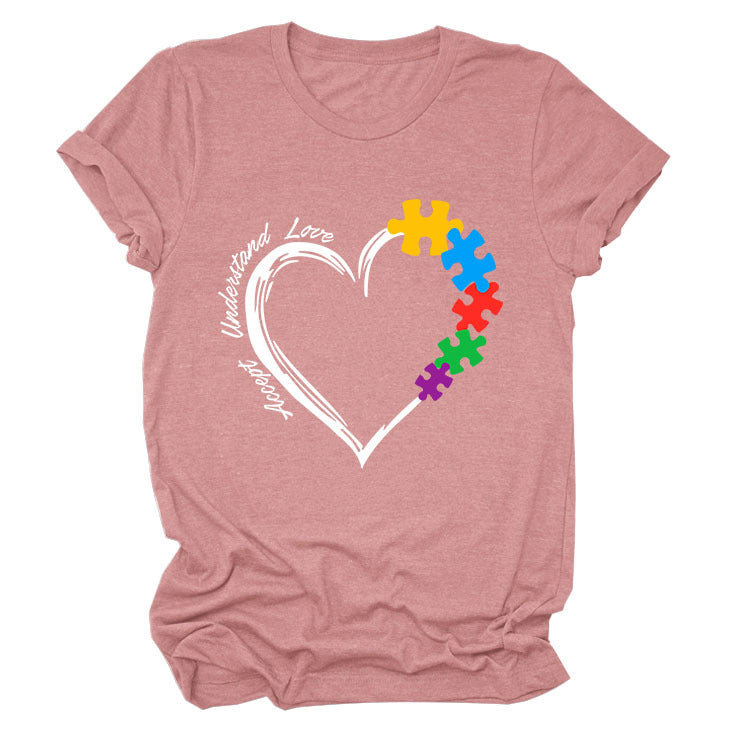 Fun Fashion Accept Understand Love Loose Casual Short Sleeves