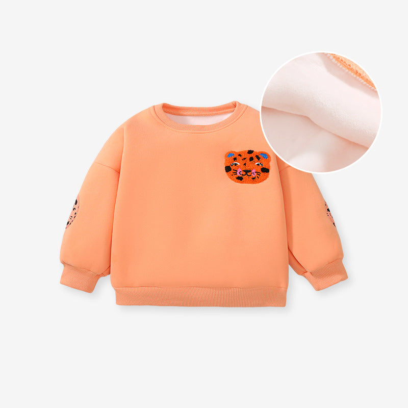 Autumn And Winter Cashmere Girls Hoodie Set Cute Long-Sleeved Children's Set Children's Set