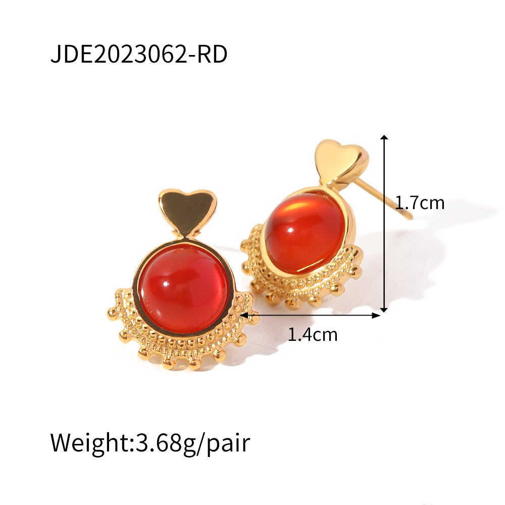 5pcs 18K Gold-Plated Stainless Steel Women's Earrings Africa Sun Love Titanium Steel Earrings Women's Jewelry