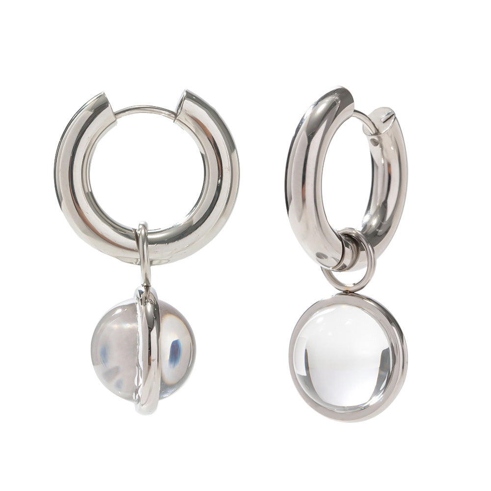 5pcs Necklace White Transparent Glass Ball Round Zircon Pendant Necklace Female Style