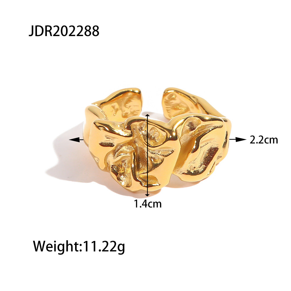 5pcs 18K Gold Plated Stainless Steel Irregular Hammer Stud Earrings Women's Fashion Timeless Earrings