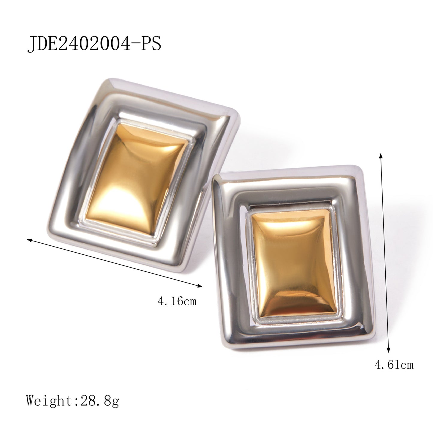 5pcs Stainless Steel Rectangular Matching Earrings Earrings Stud New Fashion Temperament Niche Design Earrings