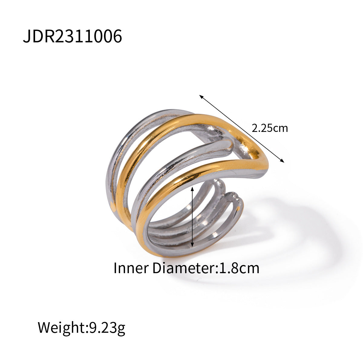 5pcs New Ring 18K Gold Stainless Steel Simple Gold And Silver Matching Open Ring Jewelry For Women