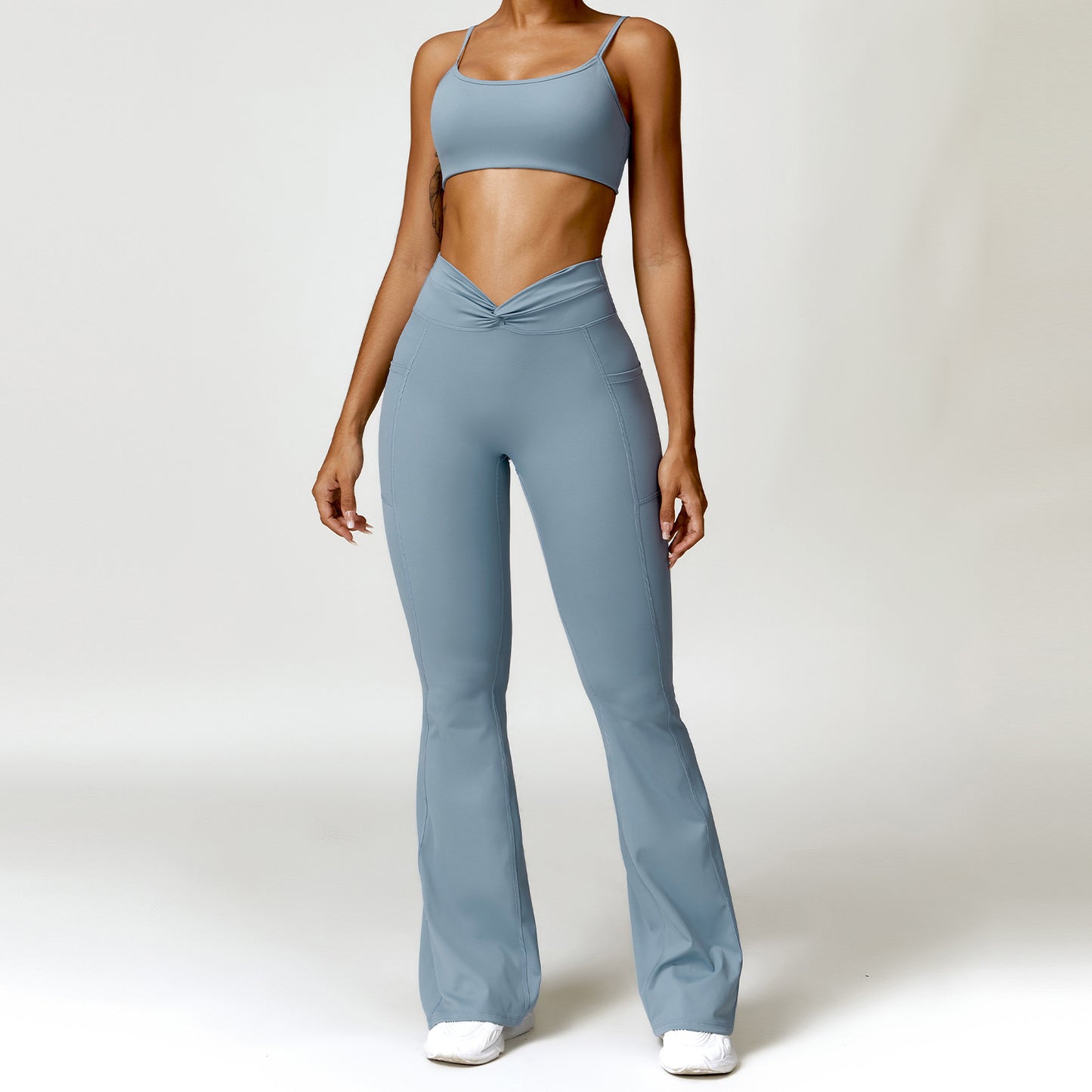 Naked Tight Yoga Set Quick Dry Back Fitness Wear Outdoor Running Sports Set Female