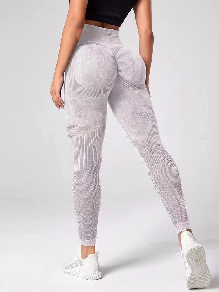 New Hollow-Out Seamless Yoga Pants High Waist Peach Hip Lift Hip Fitness Pants Women Wash Scrub Tight Sports Pants