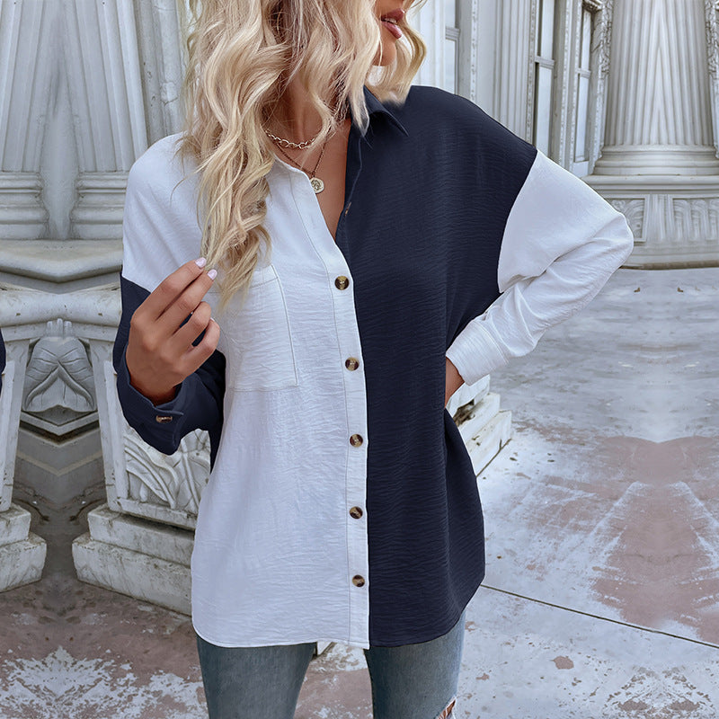 New Autumn New Women's Color Long-Sleeve Shirt Female Design Sense