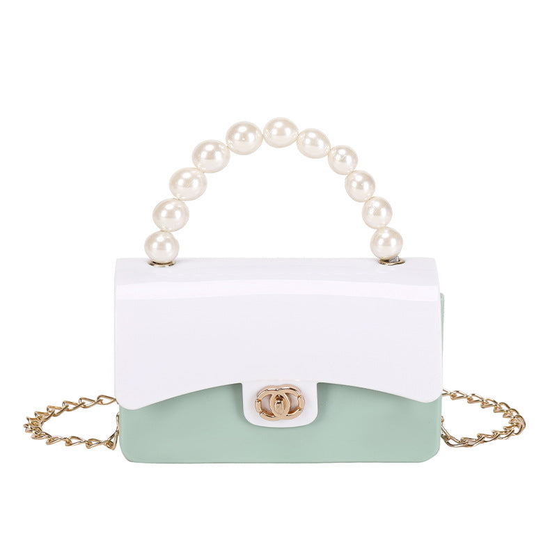 New Candy Color Jelly Bag Niche Design Double Color Beaded Bag Women's Handbag Single Shoulder Crossbody Bag