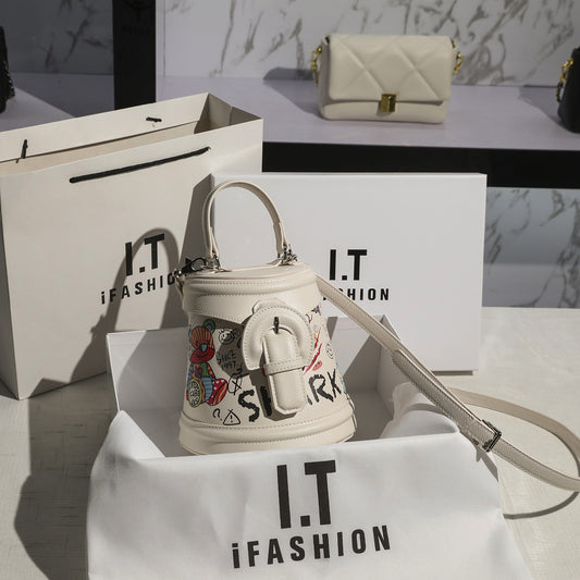 Bag Woman New Fashion Woman Bag Everything Stylish Graffiti Bucket Bag Color Handbag Shoulder Bag Crossbody Bag
