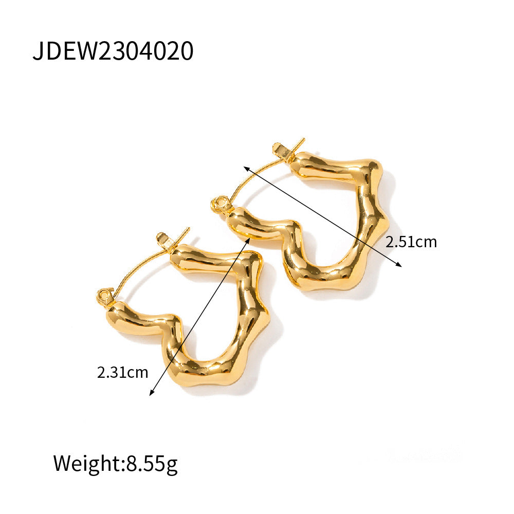 5pcs With Temperament Titanium Steel Earrings 18K Gold Plated Stainless Steel Bamboo Love Earrings Earrings Female