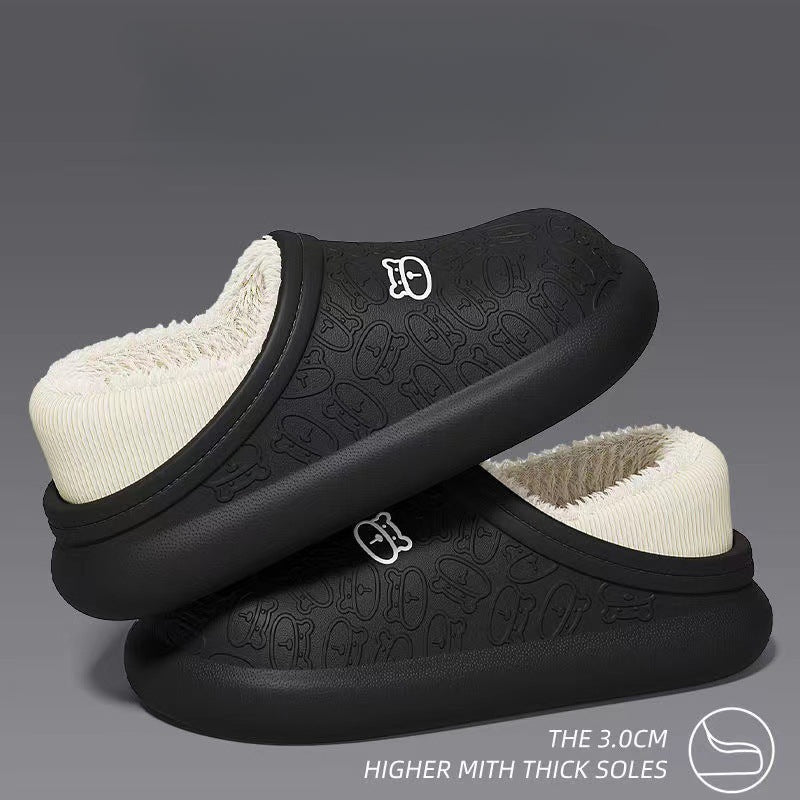 Indoor Winter Home Warm Non-Slip And Waterproof Month Thick Household Couple Cotton Drag Slippers
