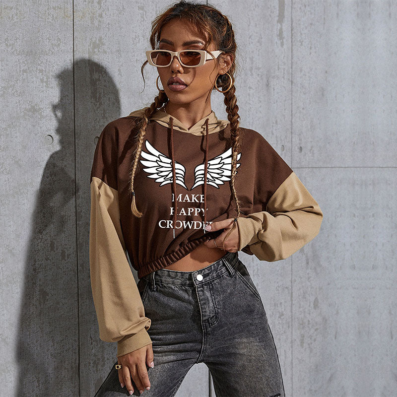 New Autumn And Winter Casual Letter Hoodie Top Women's Short Hoodie